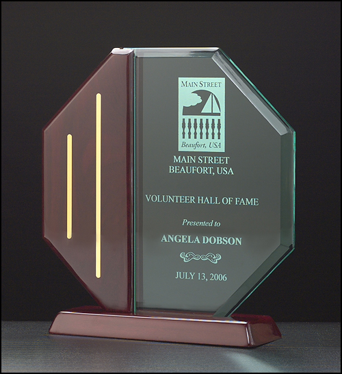 Octagon Acrylic Award on a Piano Finish Base