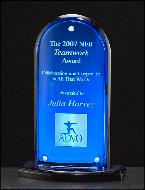 Arch Series Acrylic Award Featuring a Blue Mirror Upright