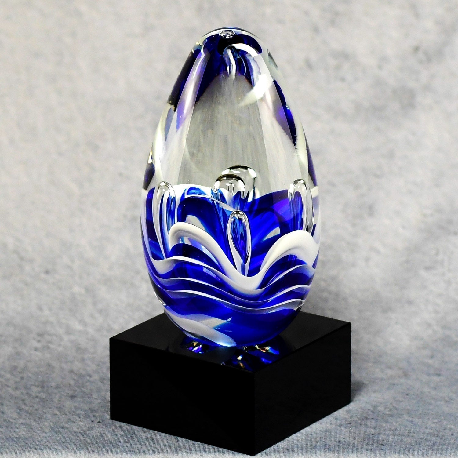 Blue and White Art Glass Egg