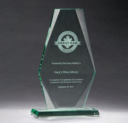 Premium series glass award, heavy 1/2" thick jade glass