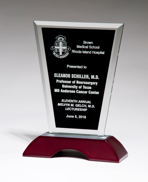 Clear Glass Award with Black Silk Screened Center