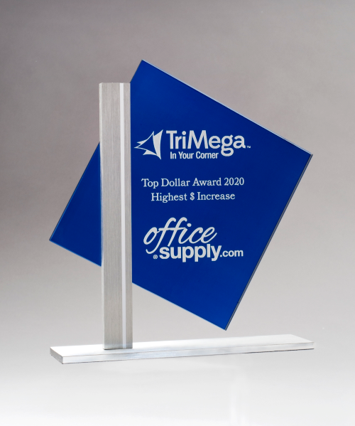 Diamond Series Blue Silk Screened Glass Award