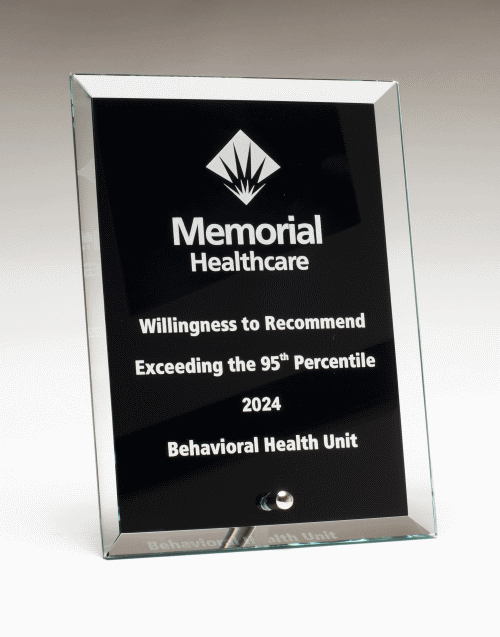 Clear Glass Award with Black Painted Background Silver Plated Post