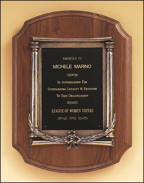 American Walnut Plaque with an Antique Bronze Casting