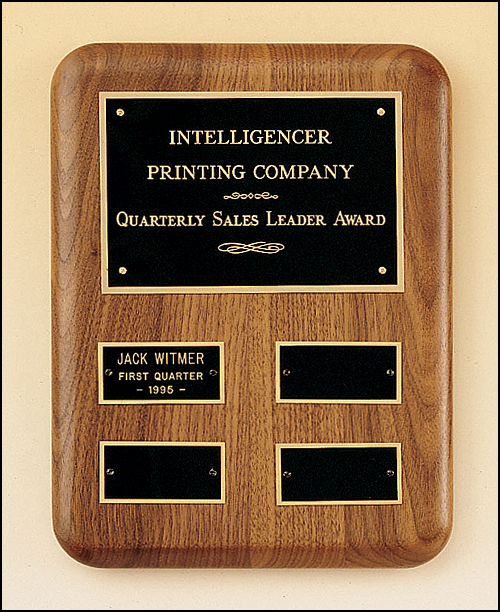 Solid American Walnut Quarterly Award Plaque