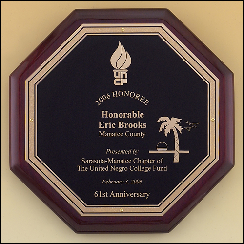 Octagonal Rosewood Piano Finish Plaque