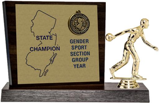 Bowling State Champion Award, Walnut Styled Replica
